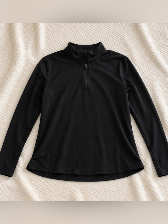 Tops - Women's Black Long-Sleeve Quarter-Zip Tee